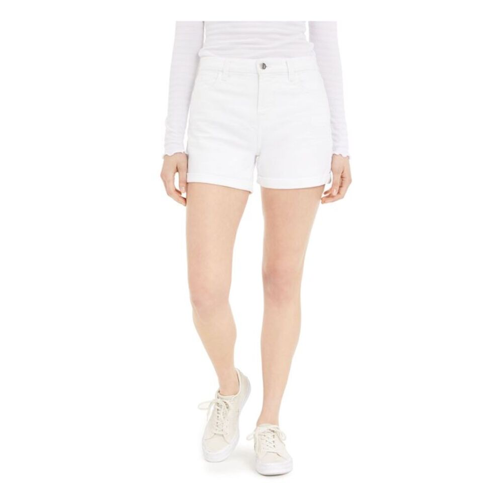 Jen 7 By 7 For All Mankind Womens White Stretch Zippered Cuffed Shorts 14